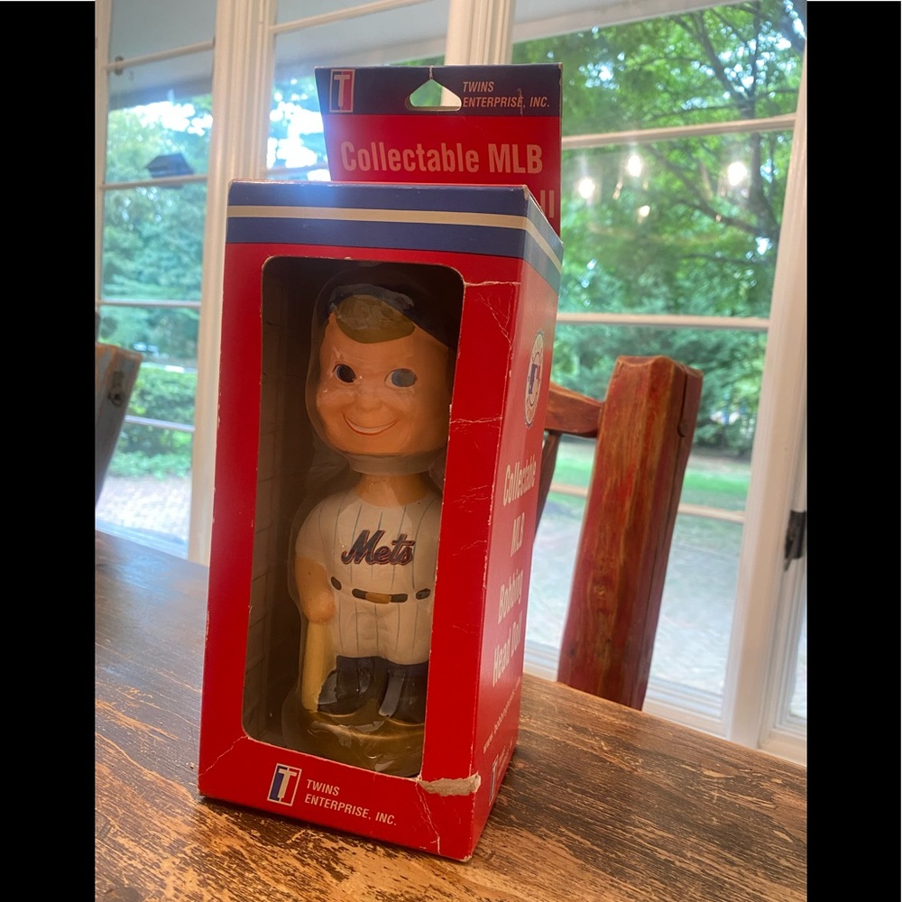 NY Mets Vintage Style Boy Bobblehead Doll 2002 Twins Enterprise RARE never used